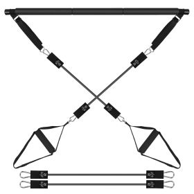 Pilates Bar Kit with 100LBS Resistance Bands Multifunctional Pilates Yoga Toning Bar Full Body Exercise Equipment Set for Beginners Intermediates Prof