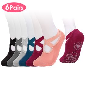 6Â Packs Women Yoga SocksÂ with Straps Non-Slip Grips for Pilates Pure Hospital Walking Dance Indoor