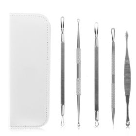 5 Pcs Blackhead Remover Kit Pimple Comedone Extractor Tool Set Stainless Steel Facial Acne Blemish Whitehead Popping Zit Removing for Nose Face Skin C (Option: whit)