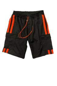 Two Stripe Cargo Pouch Shorts (Color: NAVY WHITE, size: S)