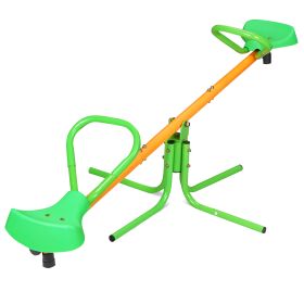 360 Degree Rotation Outdoor Kids Spinning Seesaw Sit Spin Teeter Totter Swivel Teeter (Color: Green)